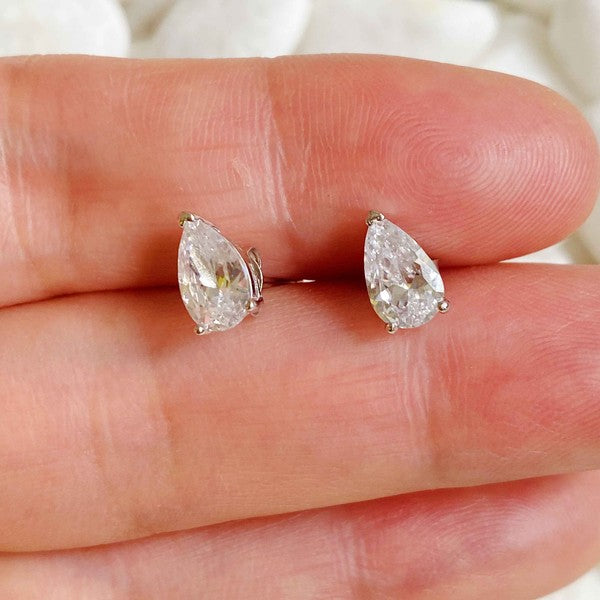 Teardrop Sterling Silver Stud Earrings